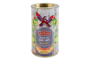 Чай черный байховый листовой с ароматом бергамота Earl Grey Gourmet Hyson тубус 100г