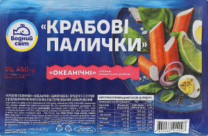Палочки крабовые замороженные Океанические Водний світ в/у 450г