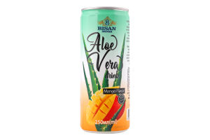Напій безалкогольний негазований з ароматом манго Aloe vera Bisan Drinks з/б 250мл