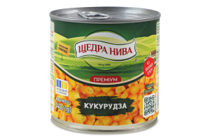 Кукуруза сахарная из целых зерен консервированная стерилизованная Суперсладкая Премиум Щедра нива в/с ж/б 340г