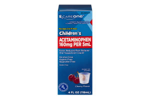 CareOne Children's Acetaminophen Fever Reducer/Pain Reliever Oral Suspension Liquid Cherry
