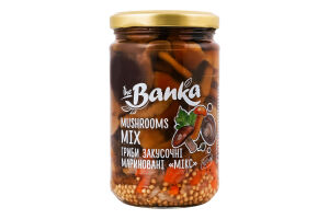 Гриби закусочні з цукром та підсолоджувачем мариновані стерилізовані Мікс the Banka с/б 300г