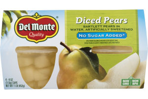 Del Monte No Sugar Added Diced Pears in Water - 4 CT