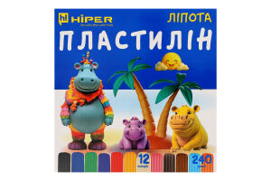 Пластилін Ліпота 12кольорів 240г Хіпер