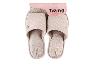 Тапочки открытые домашние женские Twins №7537 38-39 серый/пудровый