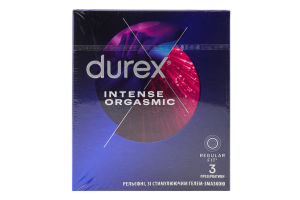 Презервативи латексні рельєфні зі стимулюючим гелем-змазкою Intense orgasmic Durex 3шт