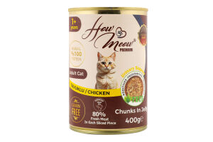 Корм д/дорослих котів з куркою 400г ж/б How Meow