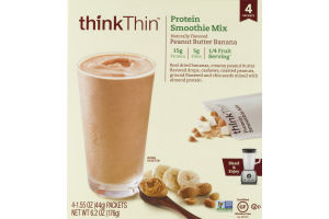 thinkThin Protein Smoothie Mix Packets Peanut Butter Banana - 4 CT
