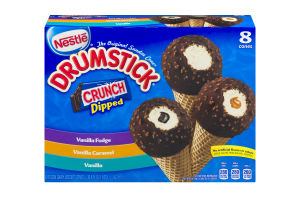 Nestle Drumsticks Crunch Dipped Dairy Dessert Cones Variety Pack - 8 CT