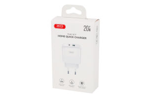 Пристрій зарядний мережевий 1USB-A+1USB-C PD20W/QC18W ХО