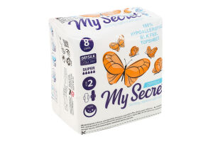 Гігієнічні прокладки з крильцями ТМ "My Secret" DRYSILK SUPER ULTRA THIN (super 5*)