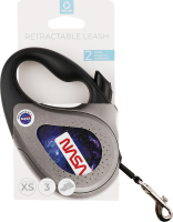 Повідець-рулетка д/собак до 12кг R-leash NASA21 чорний світловідбиваюча стрічка р.XS 3м WauDog