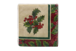Smart Living Holiday Napkins Boughs Of Holly - 16 CT