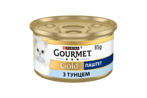 Корм консервированный полнорационный для взрослых котов с тунцом Паштет Gold Gourmet ж/б 85г