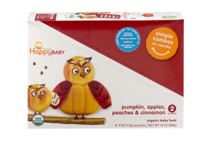 HappyBaby Organics Organic Baby Food Simple Combos 2 Pumpkin, Apples, Peaches & Cinnamon - 8 CT