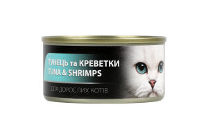 Корм д/котів з тунецем та креветками 85г ж/б ЕнімАлл