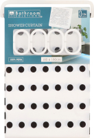 Штора для ванной комнаты с крючками в горошек 180х180см №CY2300340 Bathroom Solutions 1шт в ассорт