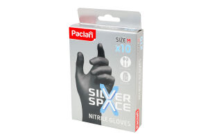 Рукавички нітрилові M Silver space Paclan 10пар