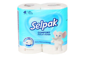 Папір туалетний 2-х шаровий Comfort Selpak 4шт