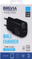 Пристрій зарядний Brevia ePower 12W 2xUSB 45012DUB