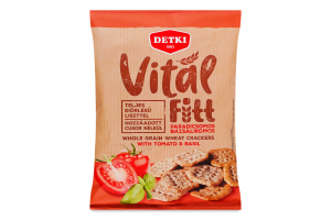 Крекери цільнозернові пшеничні з помідорами та базиліком без додавання цукру Vital Fitt Detki м/у 100г