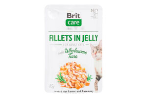 Корм вологий для дорослих котів Fillets in Jelly with Wholesome Tuna Care Brit д/п 85г
