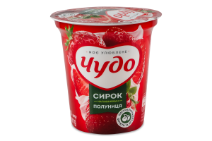 Творожок 5% взбитый с наполнителем фруктовым Клубника Чудо ст 170г