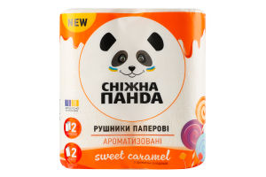 Полотенца бумажные ароматизированные 2-х слойные 110 листов Sweet caramel Сніжна Панда 2шт