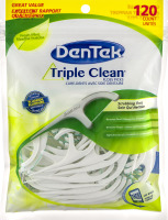 (CN) DenTek Triple Clean Floss Picks Fresh Mint - 120 CT, DenTek Triple Clean Cure-Dents Avec Soie Dentaire Menthe Fraiche - 120 CT