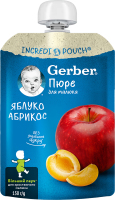 Пюре фруктовое для детей от 6мес пастеризованное Яблоко-абрикос Gerber д/п 150г