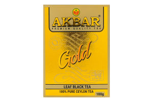 Чай черный цейлонский листовой Gold Akbar в/с к/у 100г