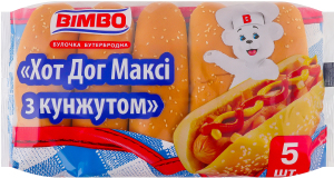 Булочка бутербродна Хот-дог Максі з кунжутом Bimbo м/у 5х60г