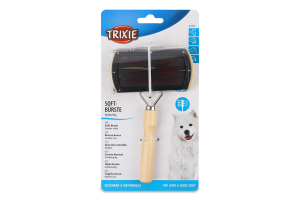 Пуходерка для собак двухсторонняя с щеткой деревянная 10х18см №2305 Trixie 1шт