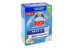 Очищувач унітаза гелевий в дозаторі Морська свіжість Диски чистоти Duck 36мл