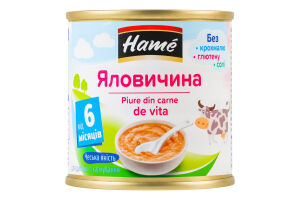 Пюре для детей от 6мес на мясной основе гомогенизированное стерилизованное Говядина Hame ж/б 100г