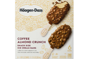 Haagen-Dazs Coffee Almond Crunch Ice Cream Bars Snack Size - 6 CT