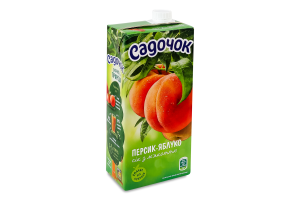 Сік з м'якоттю пастеризований Персик-яблуко Садочок т/п 950мл