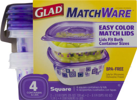 Glad MatchWare Square Containers & Lids - 4 CT