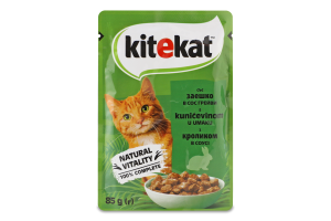 Корм консервований повнораціонний для дорослих котів З кроликом в соусі Kitekat д/п 85г