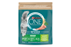 Корм сухий повнораціонний для дорослих котів з високим вмістом індички Indoor Purina One д/п 750г