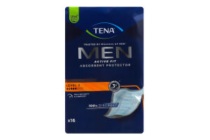 Прокладки урологические для мужчин Level 3 Active Fit Men Tena 16шт