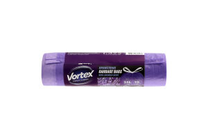 Пакети для сміття з затяжкою фіолетові з ароматом лаванди 35л Vortex 15шт