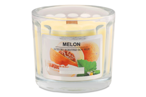 Свічка Лакшері Диня соєвий віск дерев"яний гніт скло 8*10см Пако ІФ