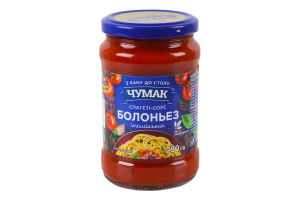 Спагеті-соус італійський пастеризований Болоньез Чумак с/б 290г