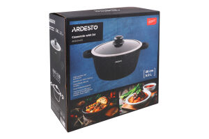 Каструля Gemini Anzio 5л чорний алюміній з скляною кришкою Ardesтo