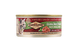 Корм д/котів з куркою качкою та фазаном 100г ж/б Карнілав