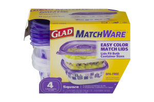 Glad MatchWare Square Containers & Lids - 4 CT