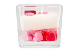 Свічка Сердечки квадратний стакан на 28годин 6*7см Строїч