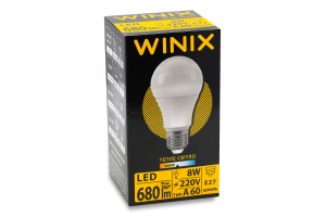 Лампа теплый свет A60 8W E27 3000K LED Winix 1шт