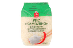 Рис шлифованный круглозернистый первого класса Камолино Fine Life м/у 800г